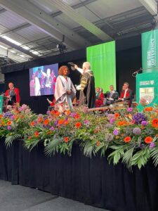 Khadija Coll receiving an honorary doctorate from Stirling University