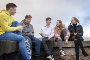 Image from no knives, better lives of a group of young people socialising
