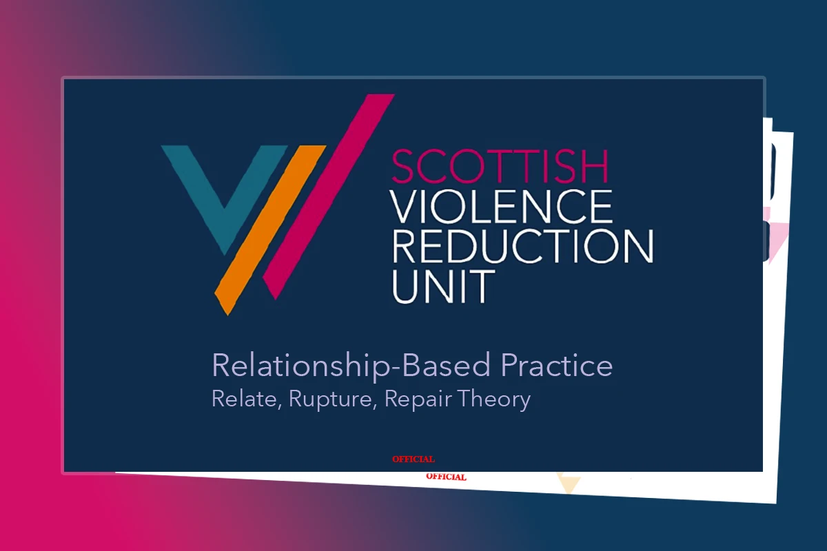 Document cover report on Relationship Based Practice. Relate, Rupture, Repair Theory